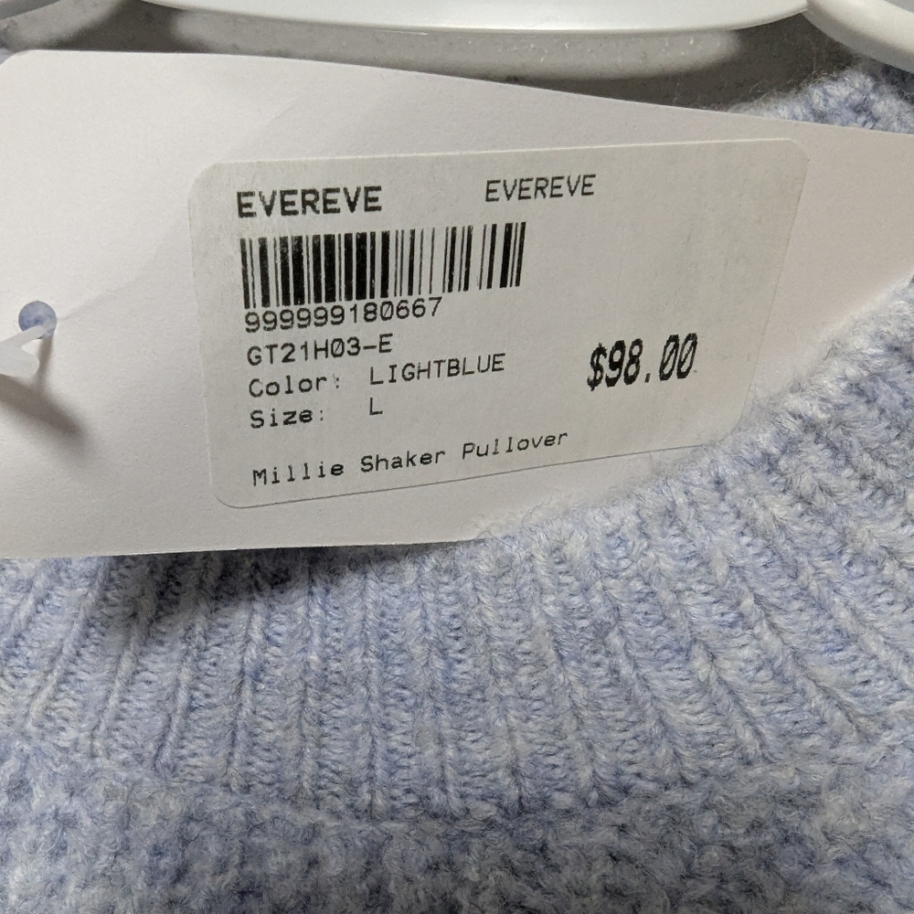 NWT Evereve Millie Shaker Pullover Sweater Light Blue Size L - Picture 5 of 10